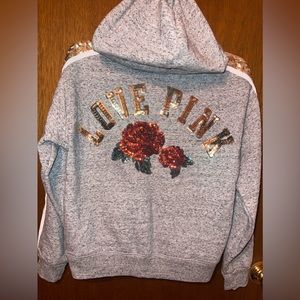 Victoria's Secret PINK Bling Rose Lace-Up Pullover Hoodie